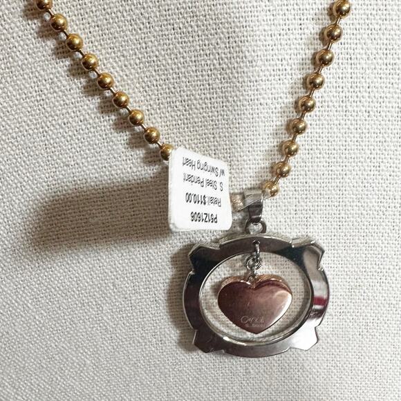 C*Note NWT Stainless Steel Pendant Heart Necklace Initial M Monogram $110 - Picture 8 of 12